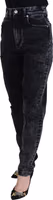 Black Washed Cotton High Waist Denim Jeans 2