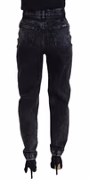 Black Washed Cotton High Waist Denim Jeans 3