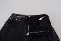 Black Washed Cotton High Waist Denim Jeans 4