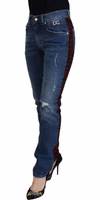 Blue Checkered Back Skinny Denim Jeans 2