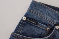 Blue Checkered Back Skinny Denim Jeans 5