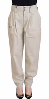 Beige Cotton Women Cargo Pants 1