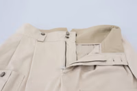 Beige Cotton Women Cargo Pants 4
