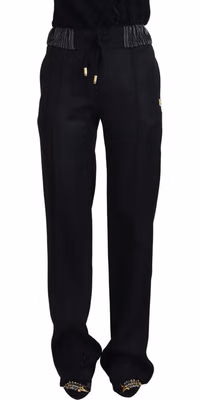 Black Straight Fit Cotton Pants