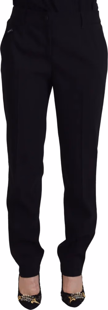 Black Tapered Women Wool Pants