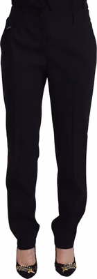 Black Tapered Women Wool Pants