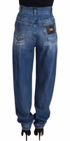 Blue Washed Cotton Tattered Denim Jeans 3