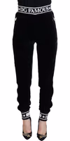 Black DG Logo Velvet Trouser Pants 1