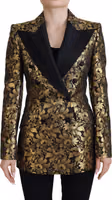 Black Gold Jacquard Coat Blazer Jacket 1