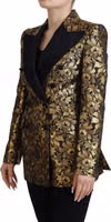 Black Gold Jacquard Coat Blazer Jacket 2