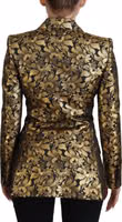 Black Gold Jacquard Coat Blazer Jacket 3