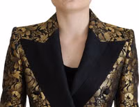 Black Gold Jacquard Coat Blazer Jacket 4