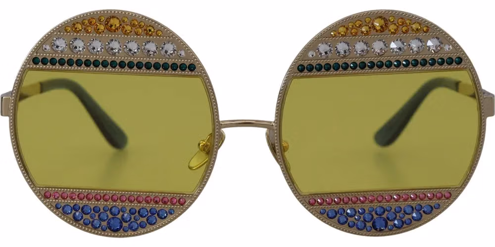 Gold Oval Metal Crystals Shades DG2209B Sunglasses