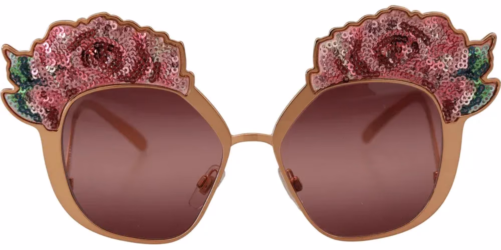 Pink Gold Rose Sequin Embroidery DG2202 Sunglasses
