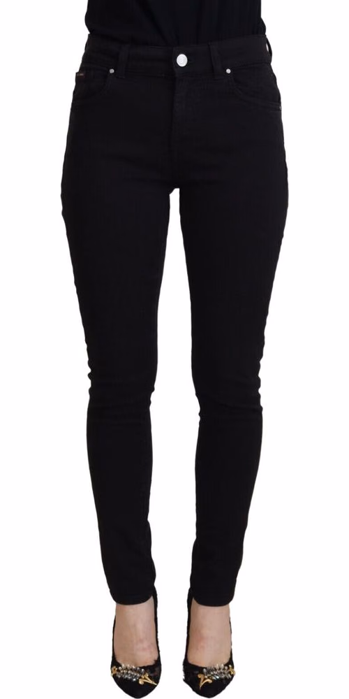 Black Cotton High Waist Casual Denim Jeans