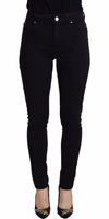 Black Cotton High Waist Casual Denim Jeans 1
