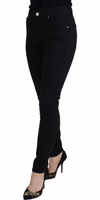 Black Cotton High Waist Casual Denim Jeans 2