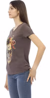Brown Cotton Women T-Shirt 2