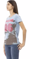 Light Blue Cotton Women T-Shirt 2