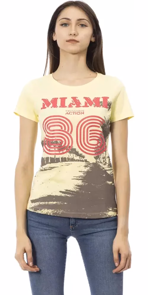 Yellow Cotton Women T-Shirt