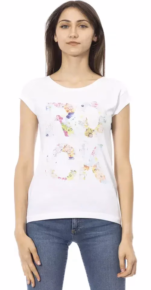 White Cotton Women T-Shirt