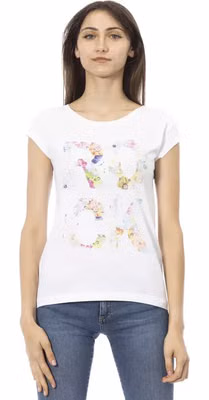 White Cotton Women T-Shirt
