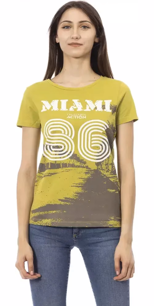 Green Cotton Women T-Shirt