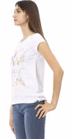 White Cotton Women T-Shirt 2