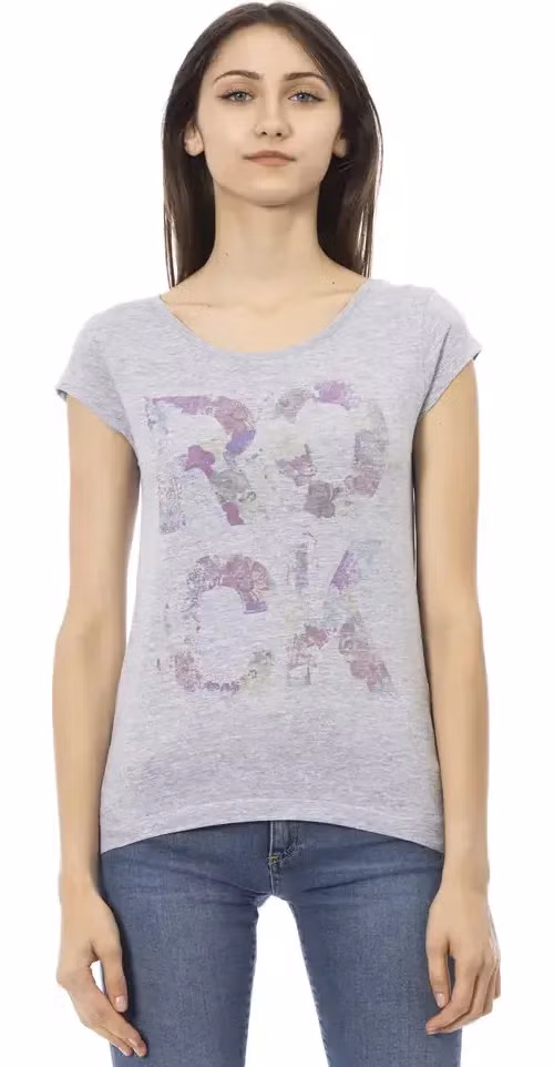Gray Cotton Women T-Shirt