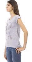 Gray Cotton Women T-Shirt 2