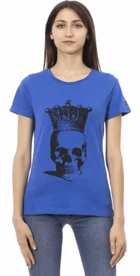 Blue Cotton Women T-Shirt