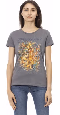 Gray Cotton Women T-Shirt