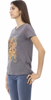 Gray Cotton Women T-Shirt 2