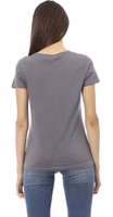Gray Cotton Women T-Shirt 3