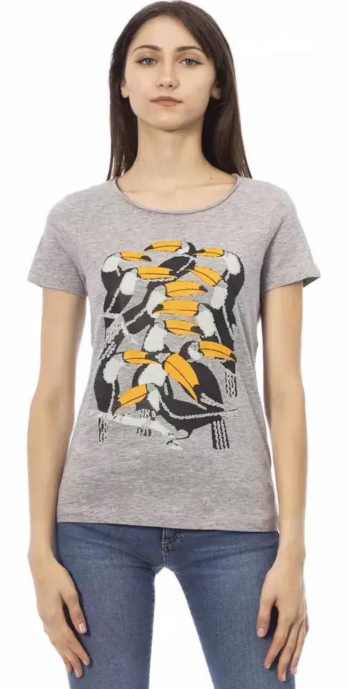 Gray Cotton Women T-Shirt