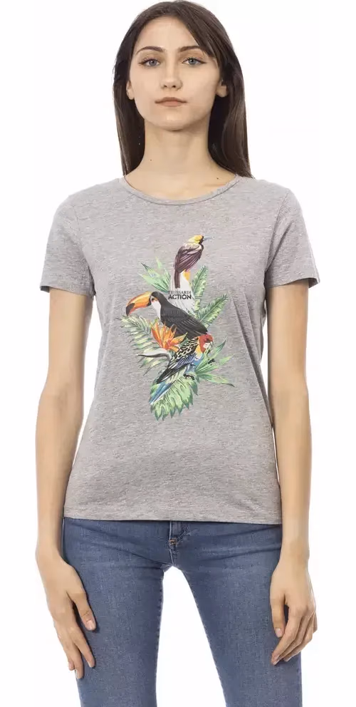 Gray Cotton Women T-Shirt