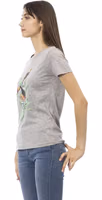 Gray Cotton Women T-Shirt 2