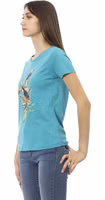 Light Blue Cotton Women T-Shirt 2