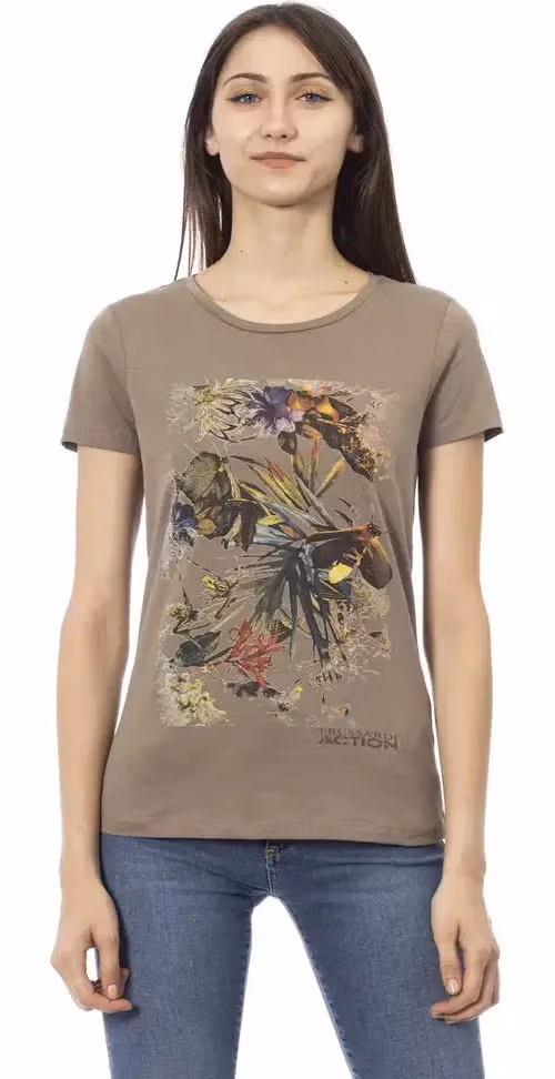 Brown Cotton Women T-Shirt