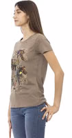 Brown Cotton Women T-Shirt 2