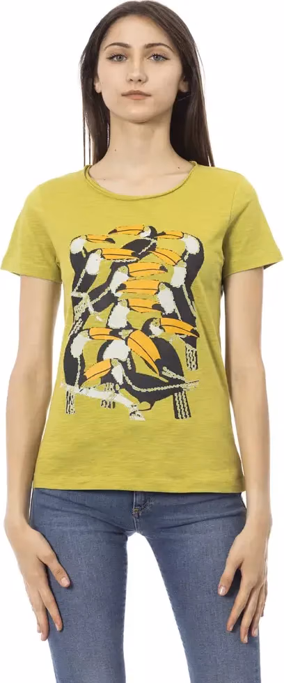 Green Cotton Women T-Shirt