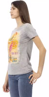 Gray Cotton Women T-Shirt 2