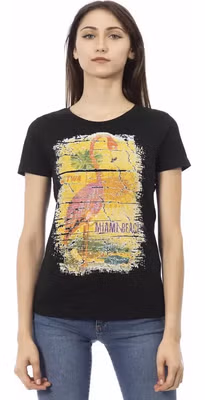 Black Cotton Women T-Shirt