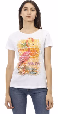 White Cotton Women T-Shirt