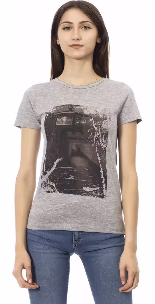Gray Cotton Women T-Shirt