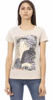 Beige Cotton Women T-Shirt 1