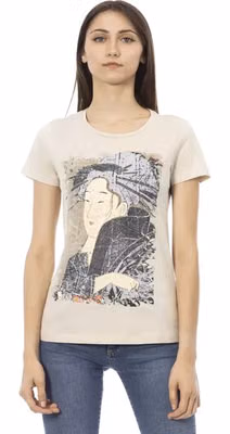 Beige Cotton Women T-Shirt