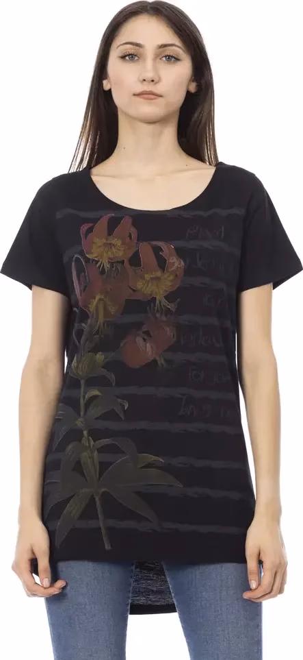 Black Cotton Women T-Shirt