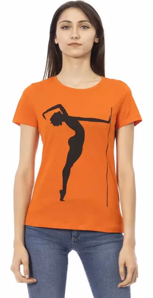 Orange Cotton Women T-Shirt