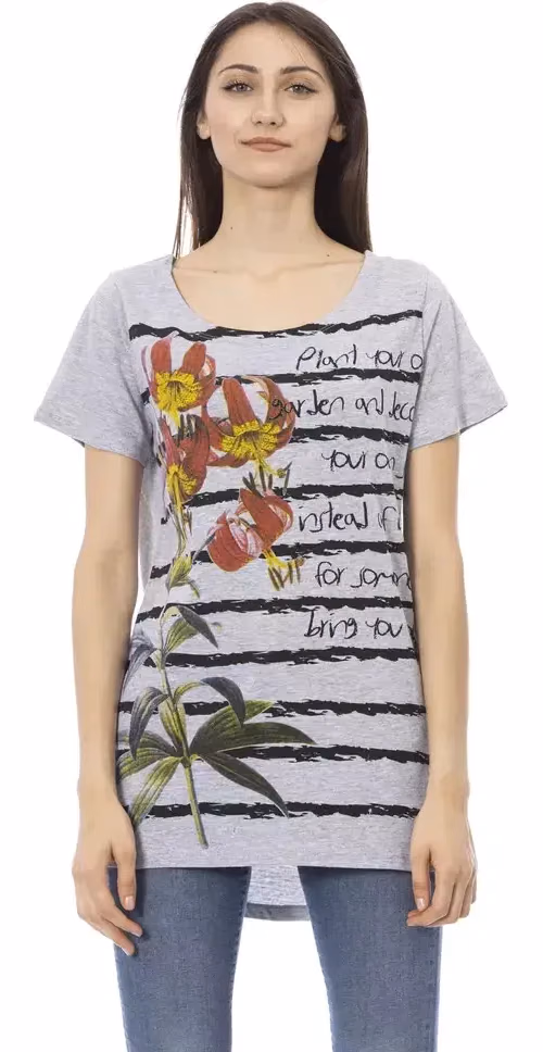 Gray Cotton Women T-Shirt
